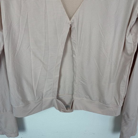Zyia Woman's XL Light Pink Long Sleeve Striped Open Back Athletic Work‎ Out Top - Picture 7 of 10